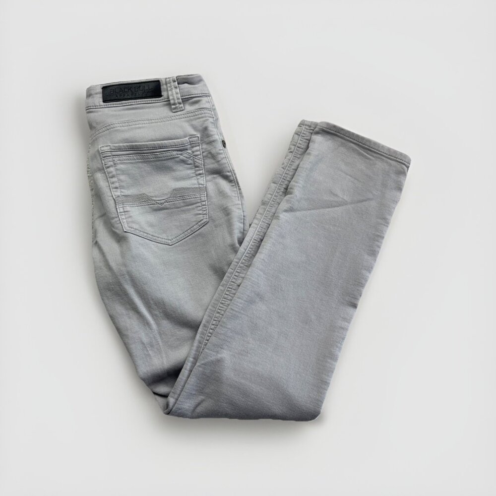 Black Bull Jeans Men’s Sz 33 Light Gray Denim Skinny Fit Slim Straight Casual